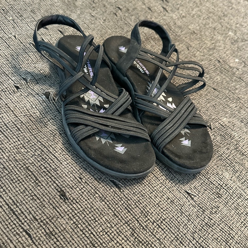 Skechers Black Strappy Sandals